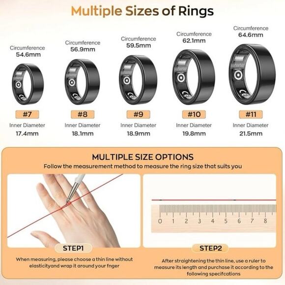 FREE SHARK Smart Ring for iPhone and Android Waterproof Black Size 11 New in Box - Picture 6 of 9